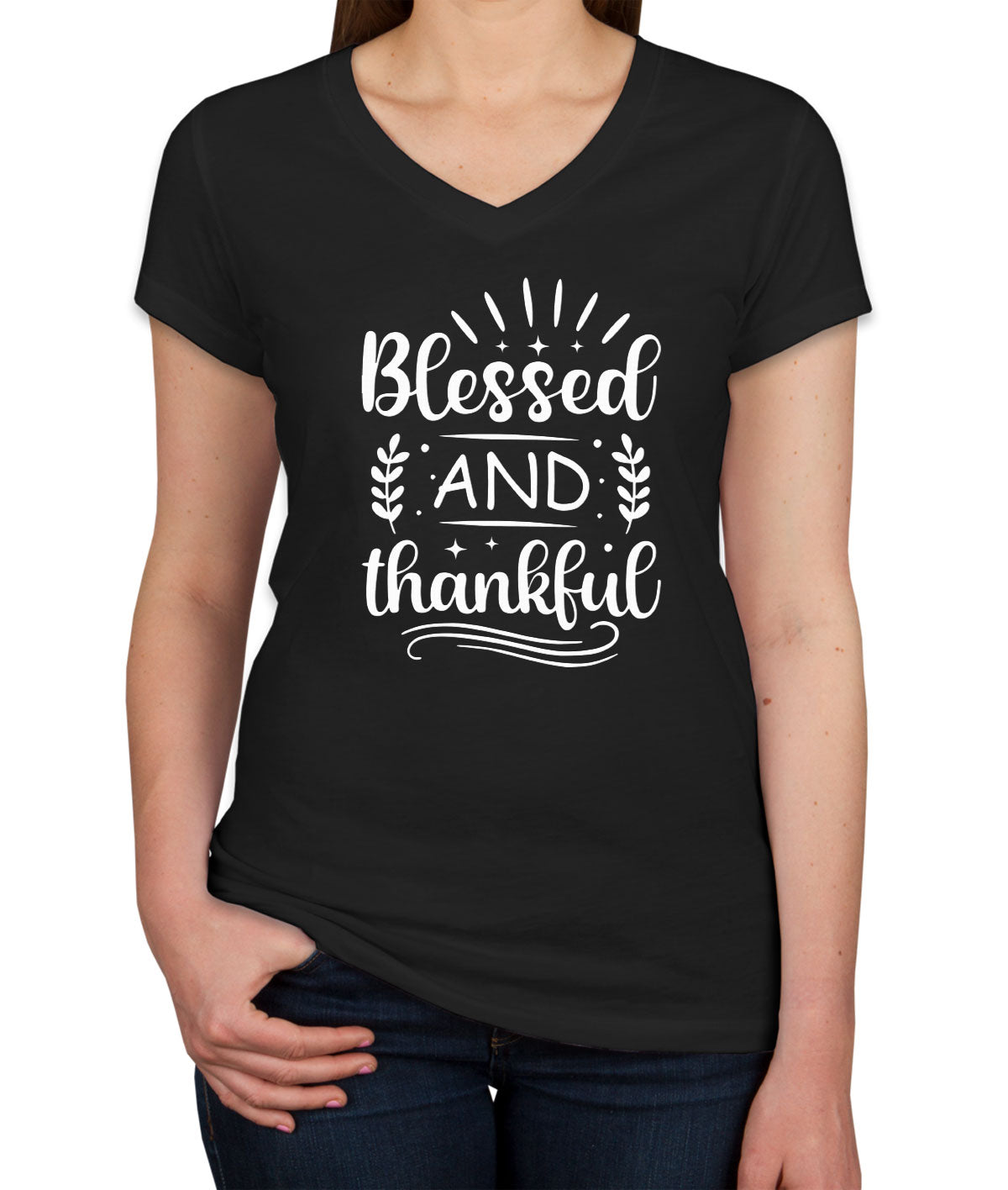 Blessed And Thankful Women's V Neck T-shirt