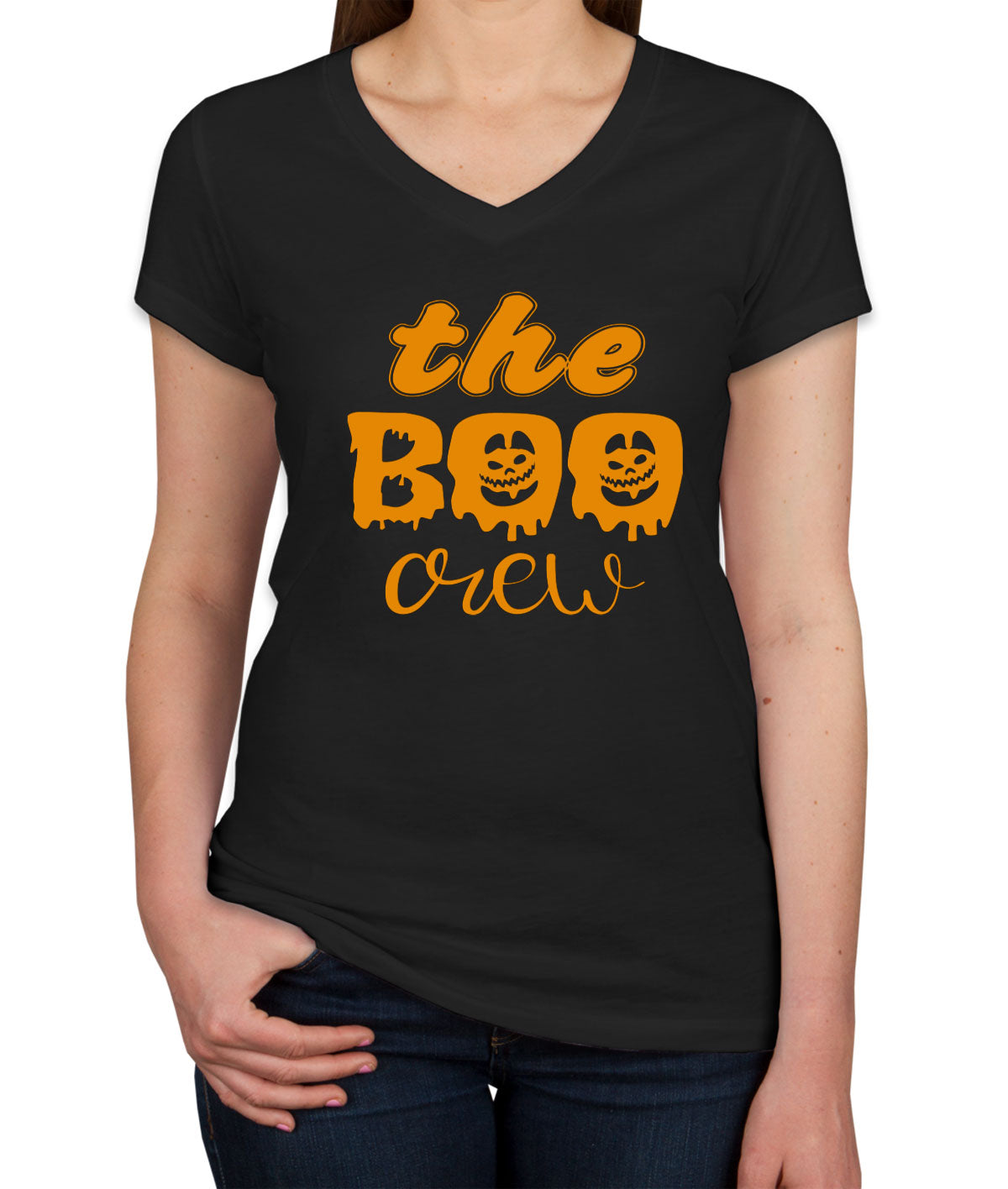 The Boo Crew Halloween Women's V Neck T-shirt