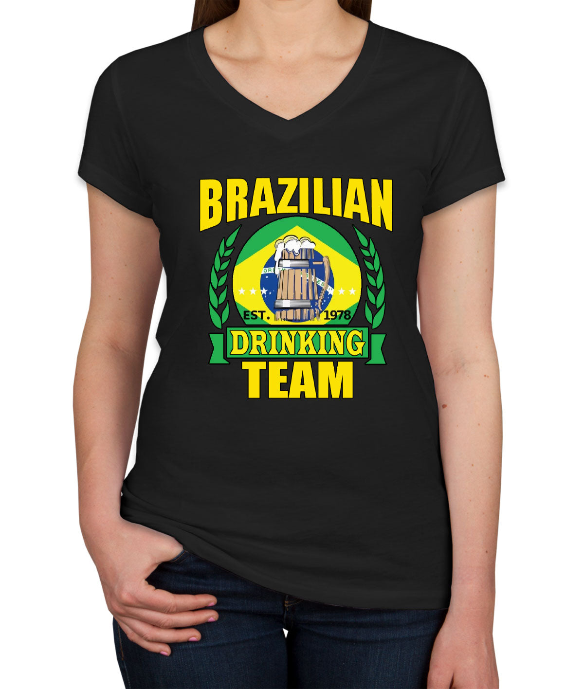 Brazilian Drinking Team Women's V Neck T-shirt