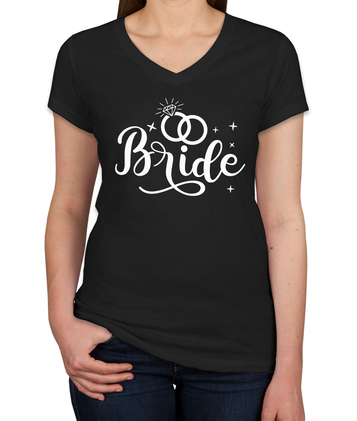 Bride Wedding Ring Women's V Neck T-shirt