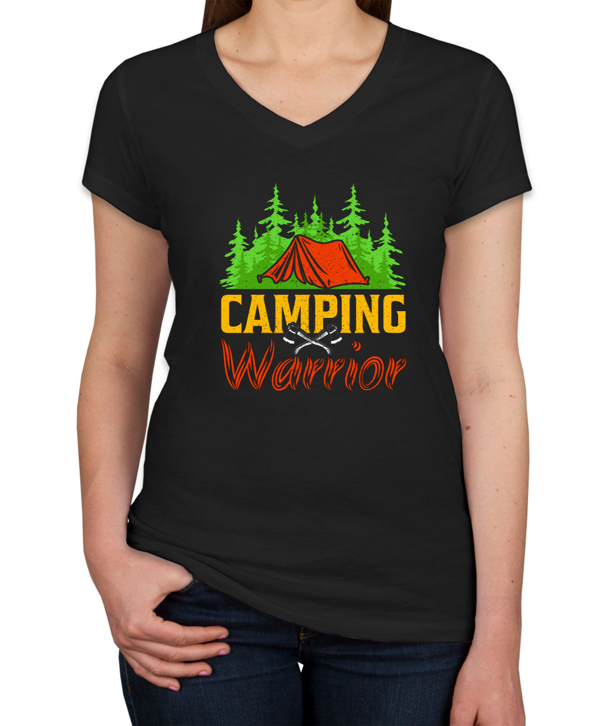 Camping Warrior Women's V Neck T-shirt