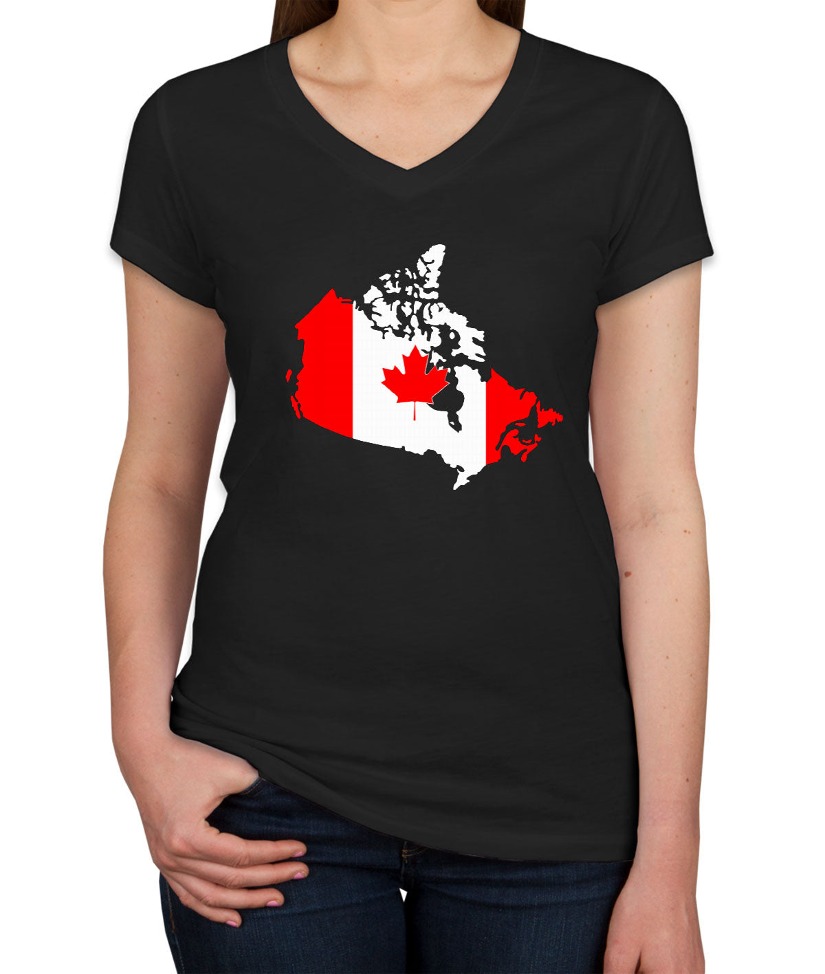 Canada Map Canada Flag Women's V Neck T-shirt