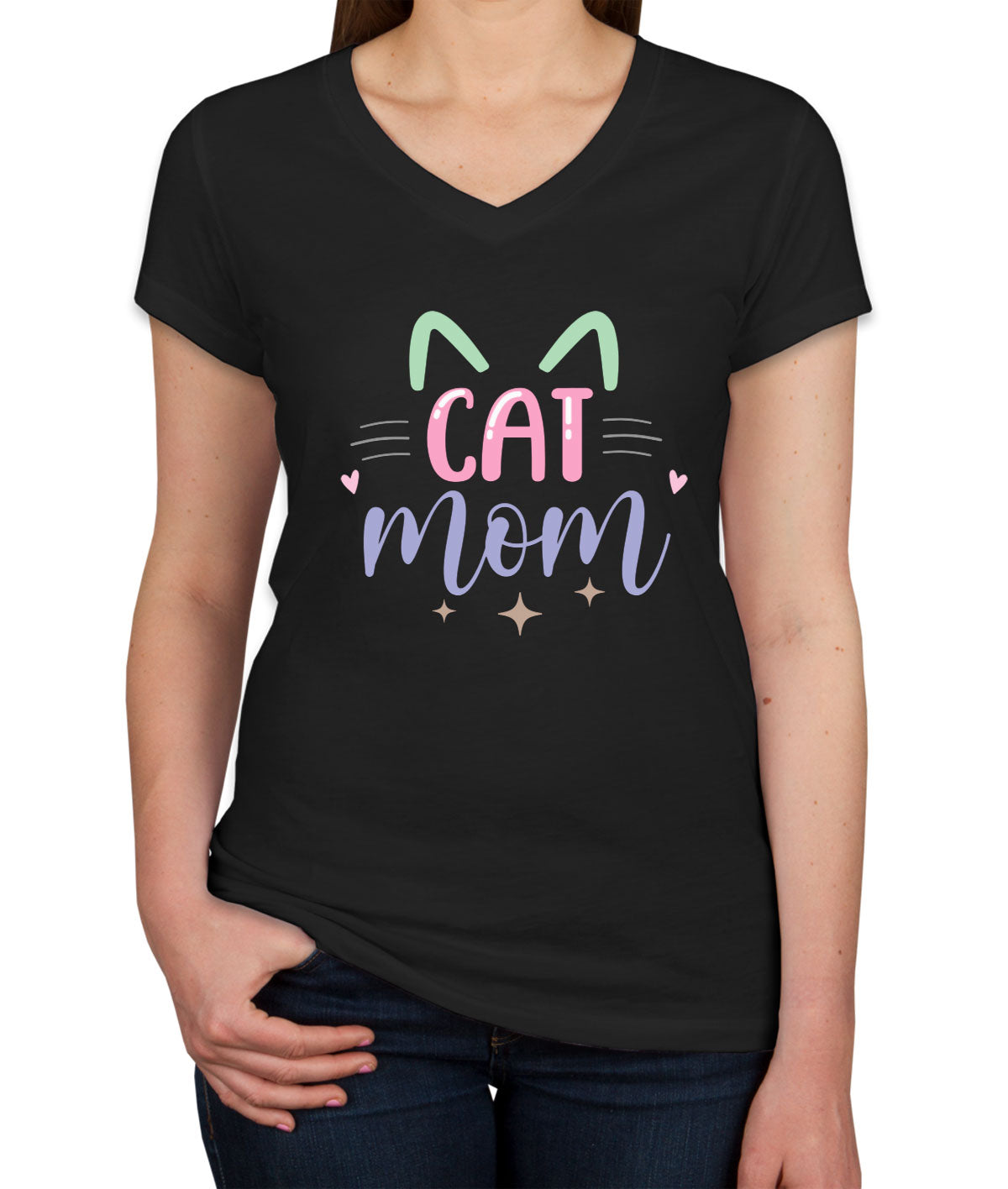 Cat Mom Women's V Neck T-shirt