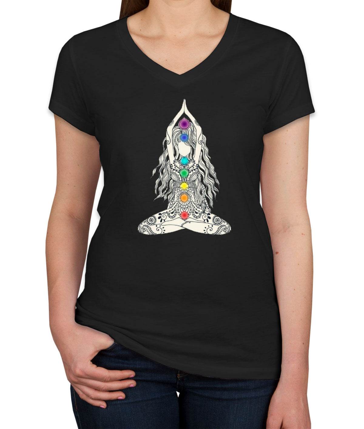 Meditation Chakra Yoga Reiki Women's V Neck T-shirt