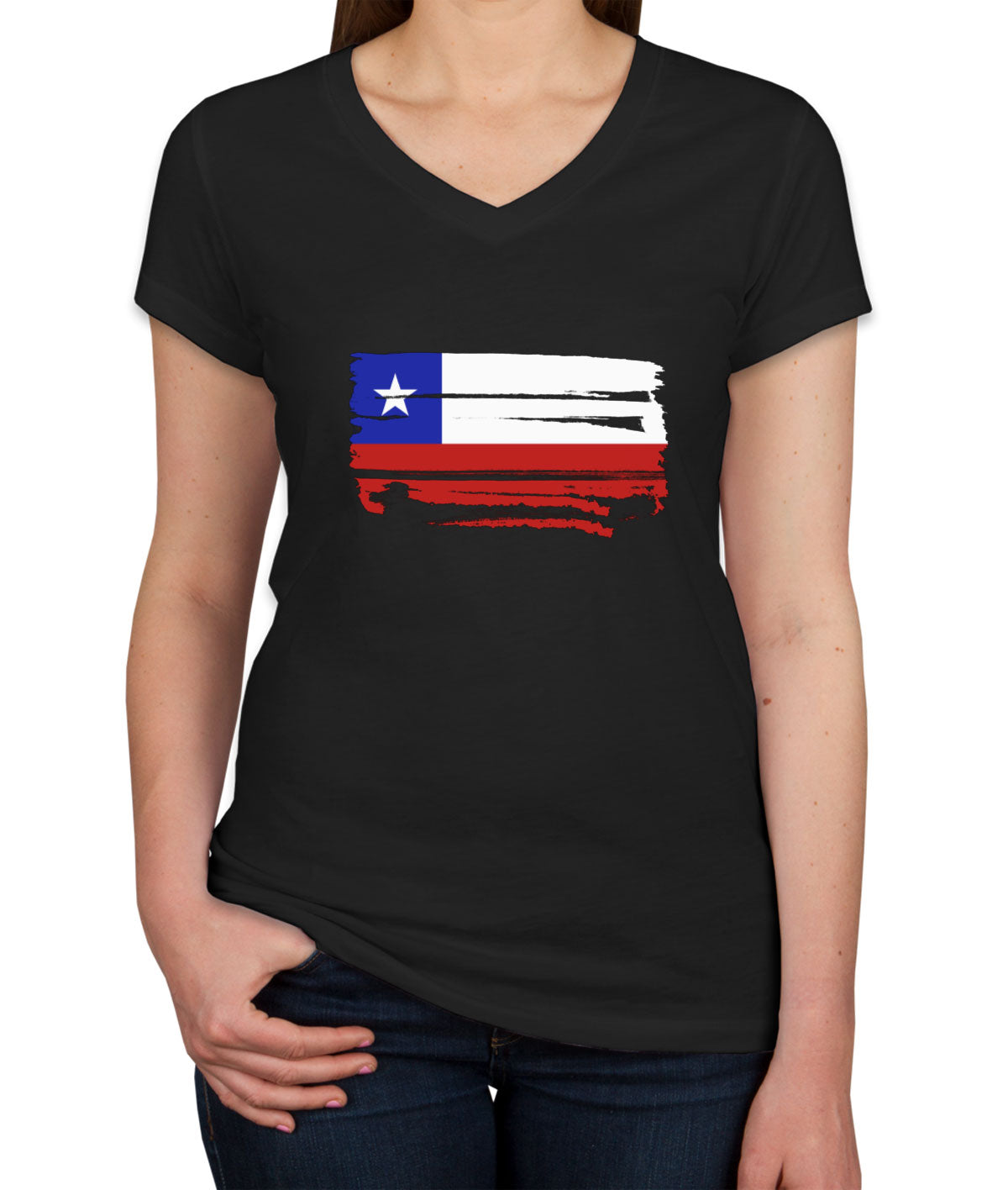 Chile Flag Women's V Neck T-shirt