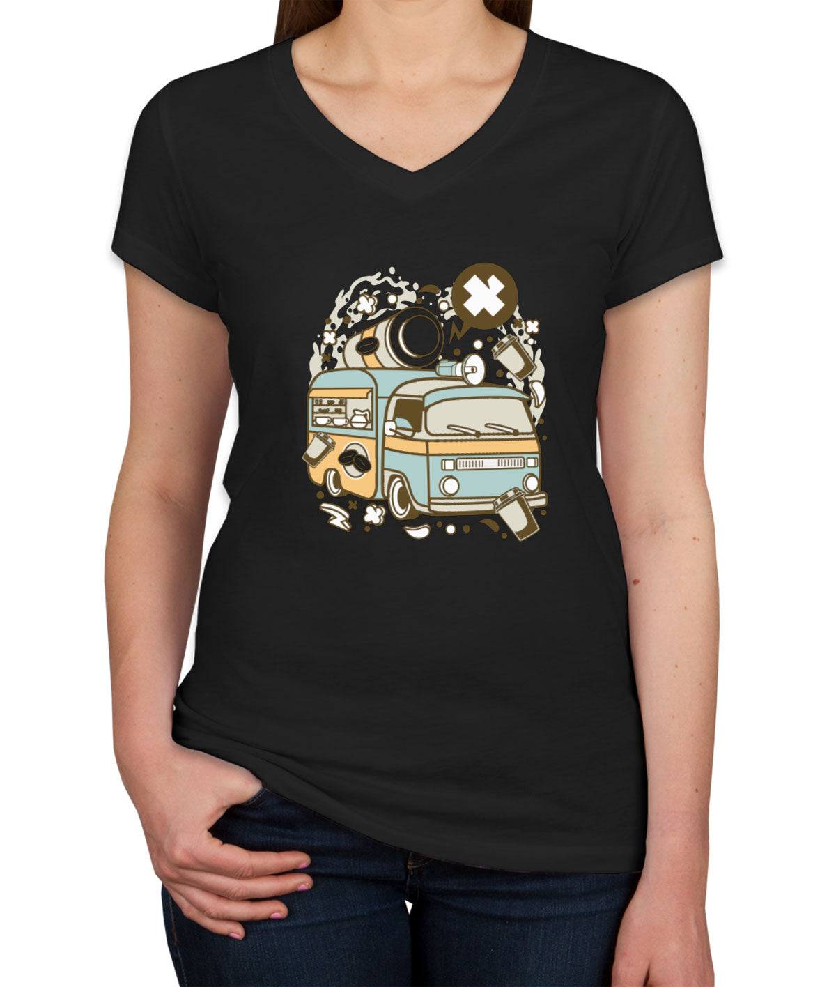 Coffee Van Women's V Neck T-shirt