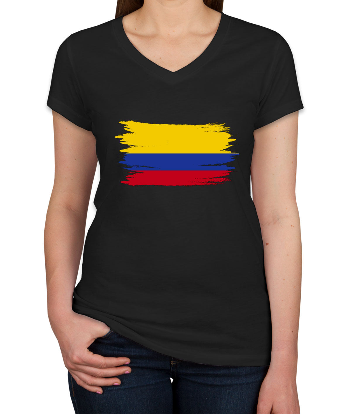 Colombia Flag Women's V Neck T-shirt