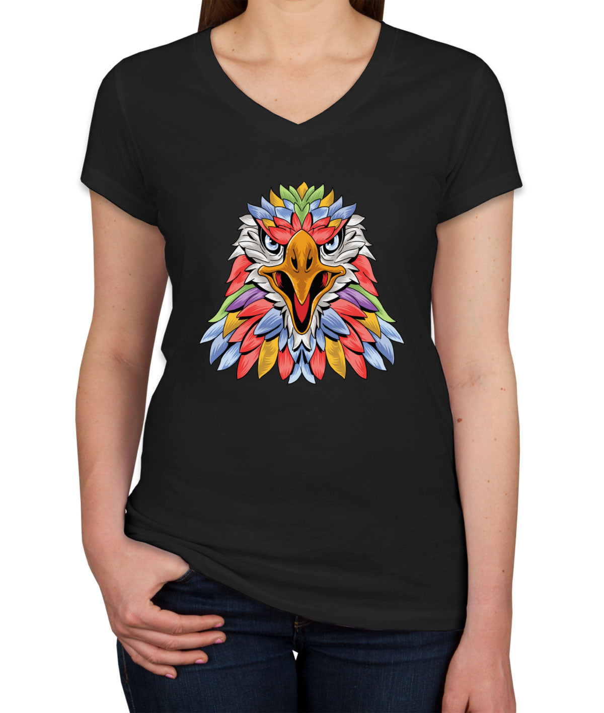 Colorful Eagle Women's V Neck T-shirt