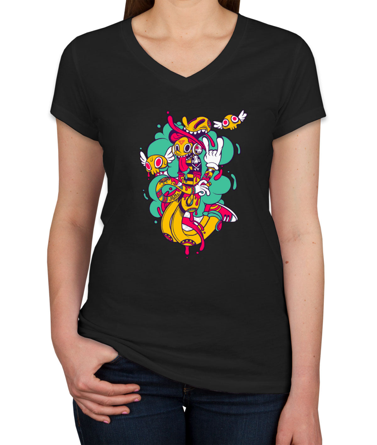 Graffiti Design Women's V Neck T-shirt