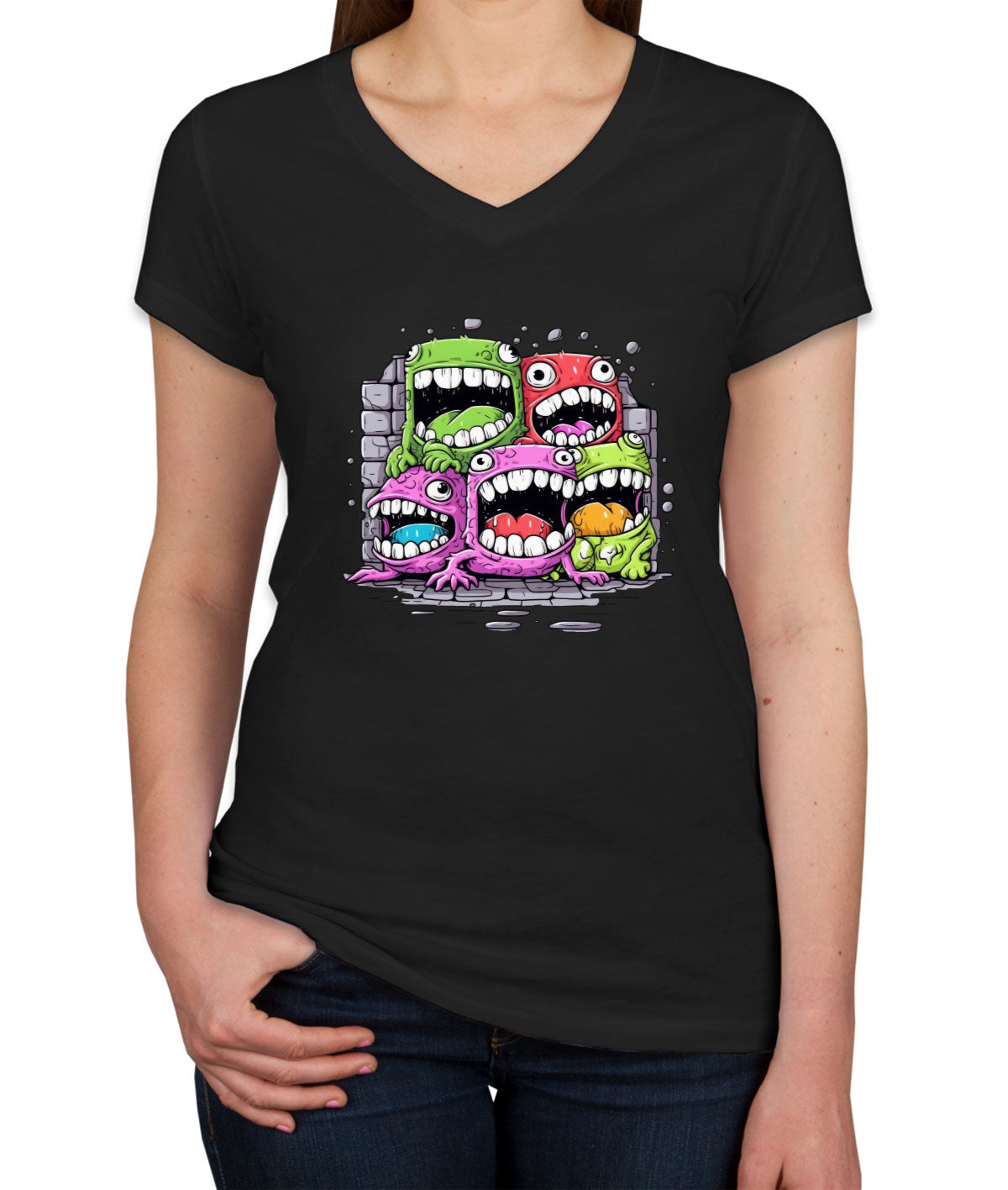 Cool Monsters Women's V Neck T-shirt