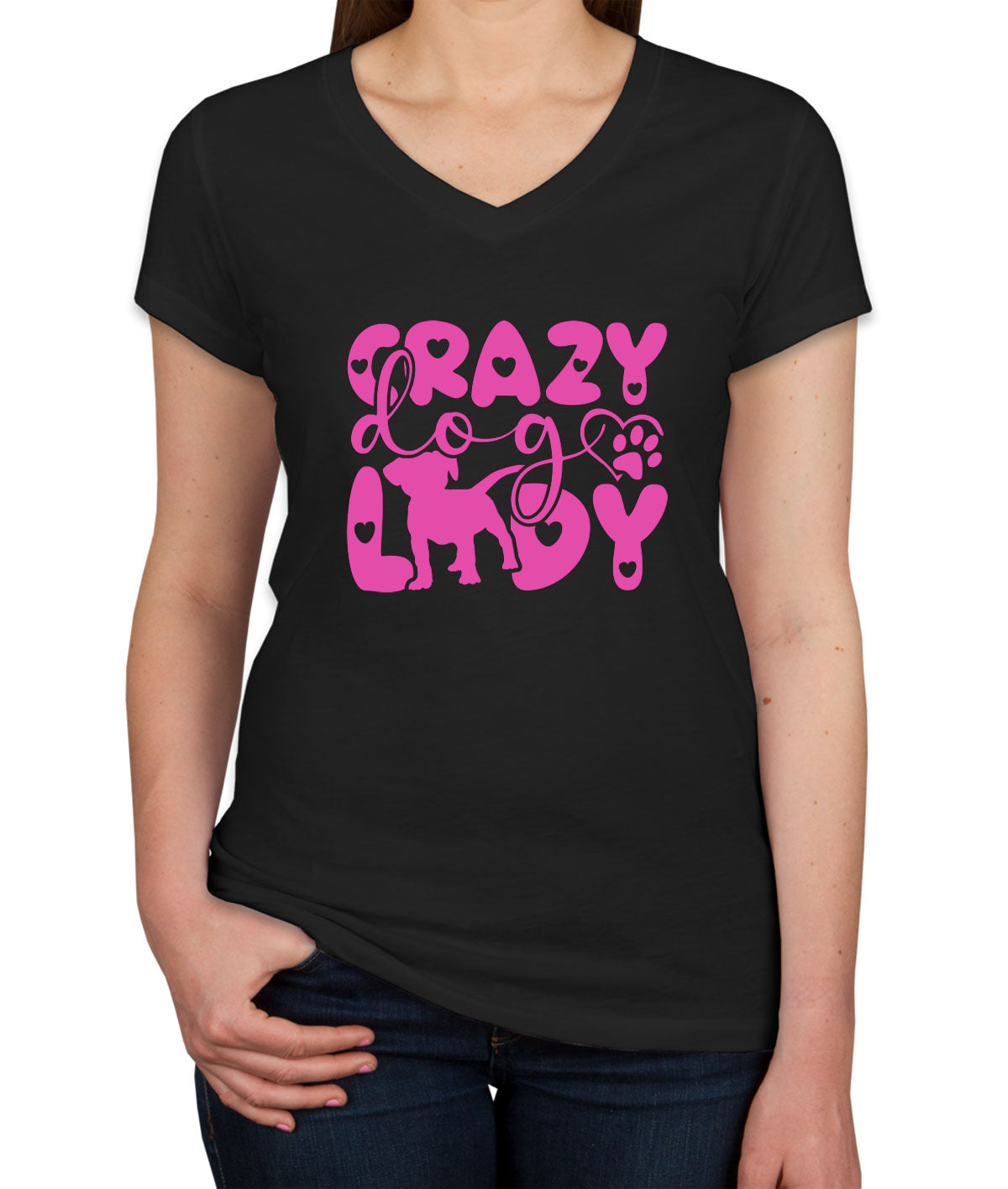 Crazy Dog Lady Women's V Neck T-shirt