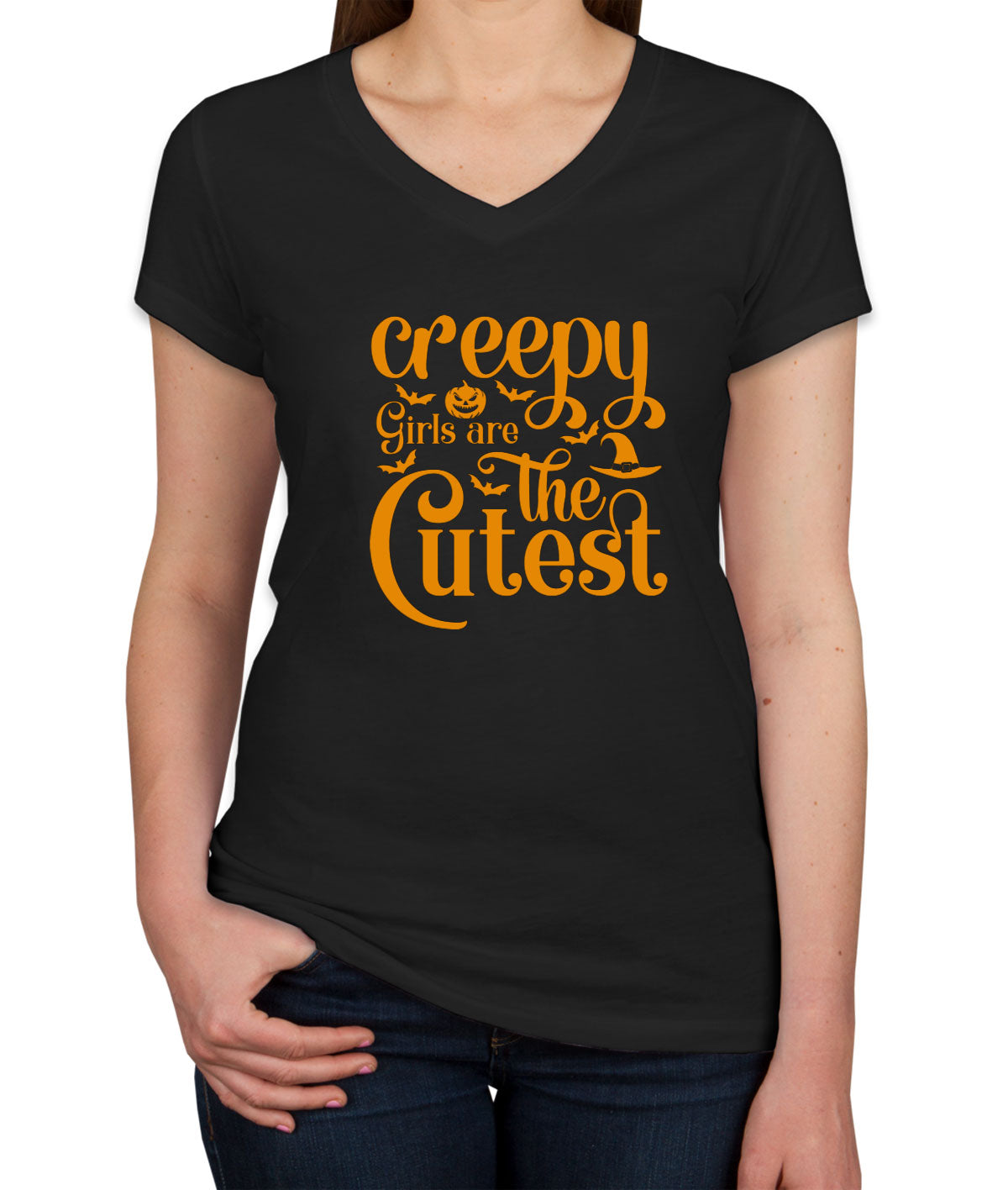 Creepy Girls Are The Cutest Halloween Women's V Neck T-shirt