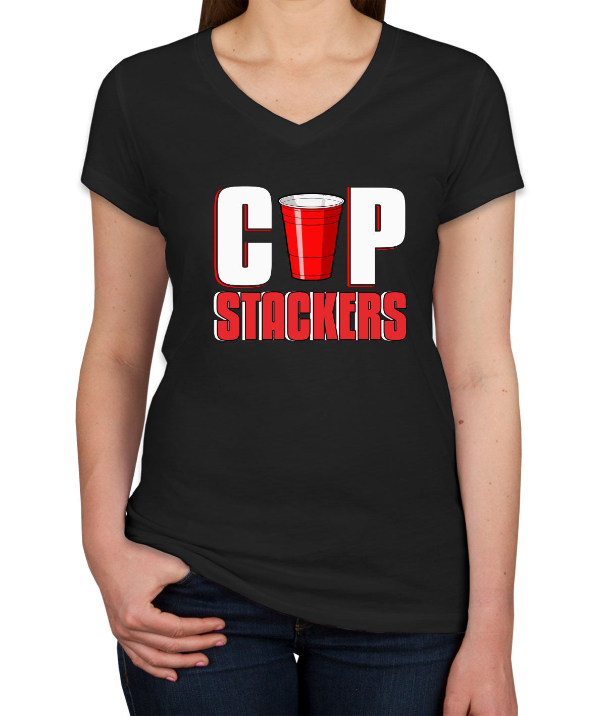 Cup Stackers Speed Stucking Sport Women's V Neck T-shirt