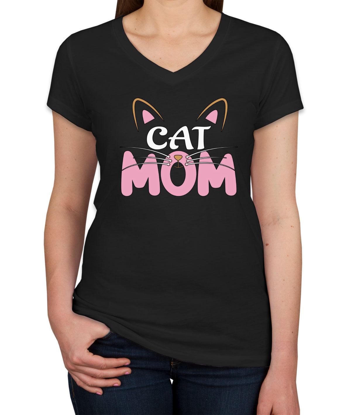 Cute Cat Mom Women's V Neck T-shirt