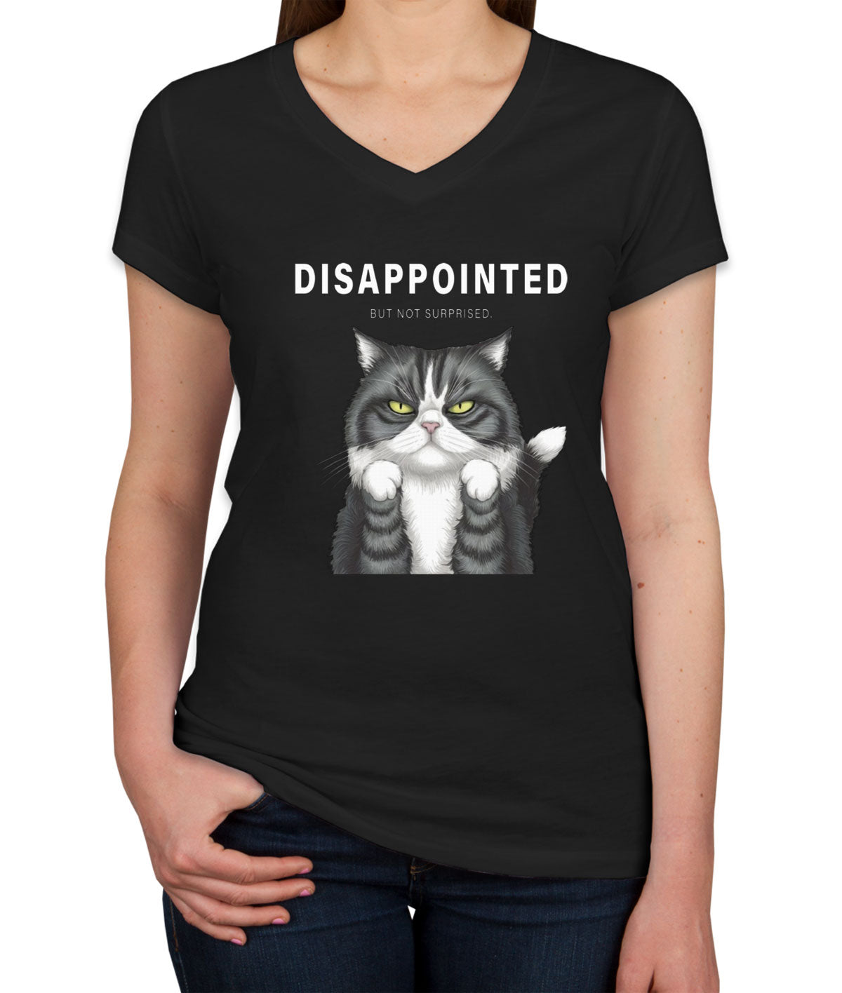 Disappointed Cat Women's V Neck T-shirt