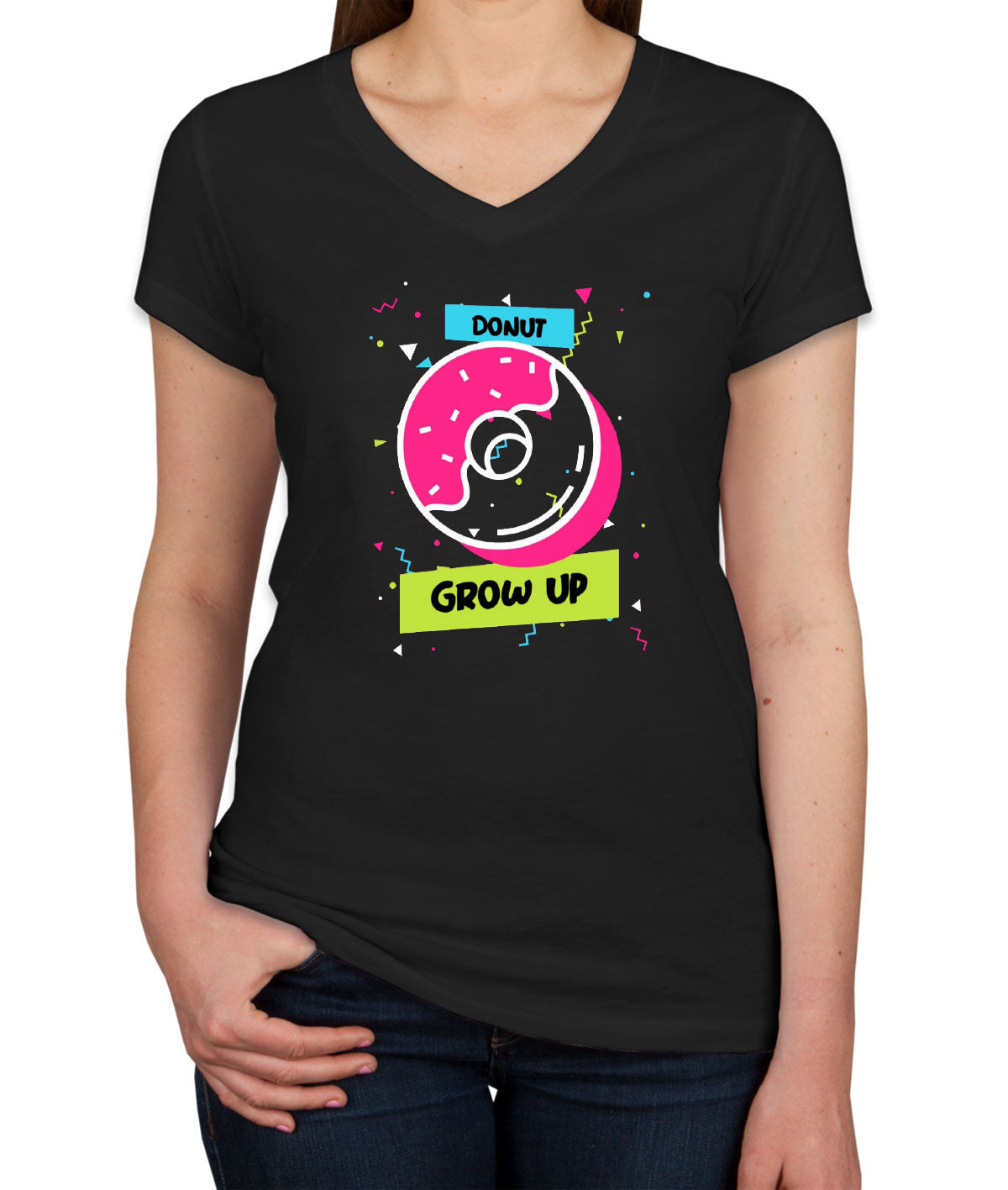 Donut Grow Up Birthday Women's V Neck T-shirt