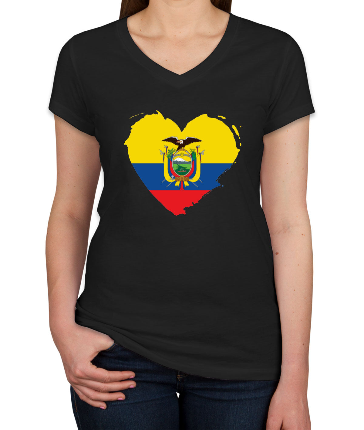 Ecuador Flag Women's V Neck T-shirt