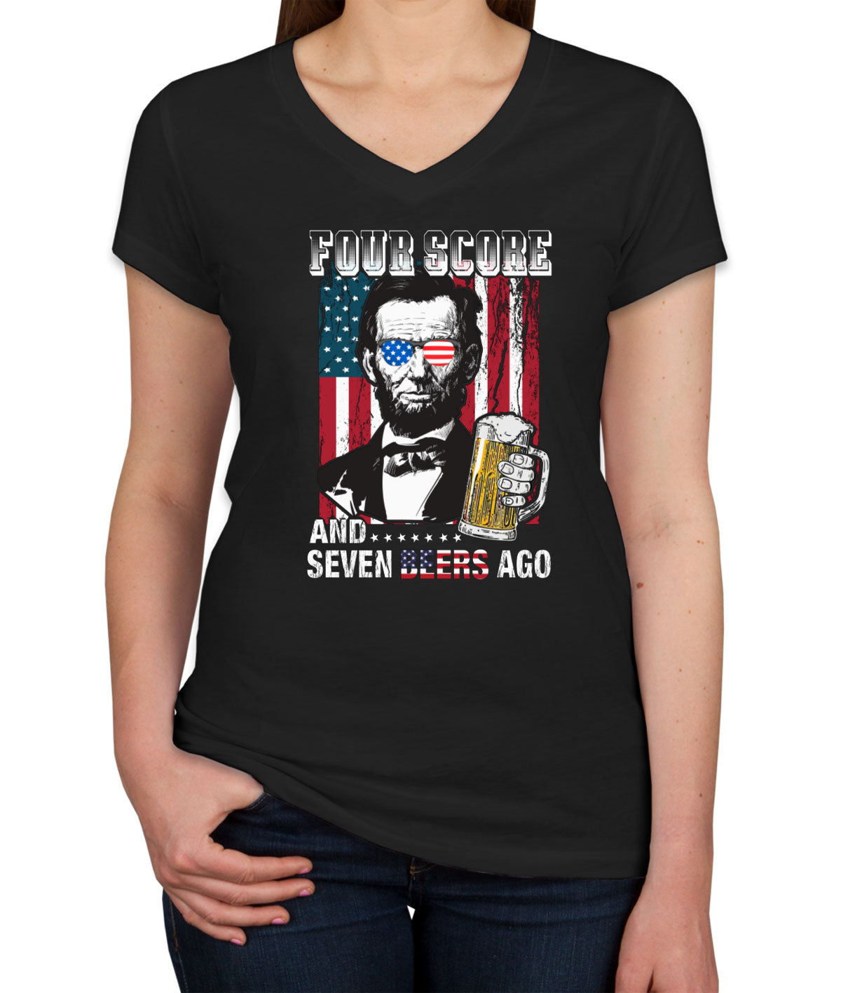 Four Score And Seven Beers Ago Women's V Neck T-shirt