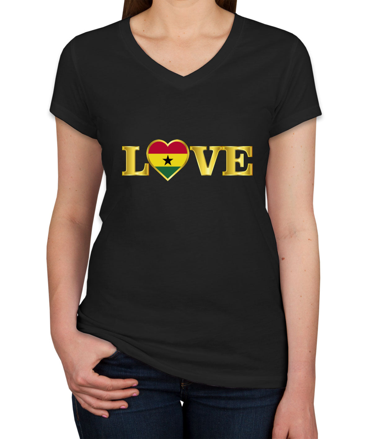 Ghana Love Women's V Neck T-shirt