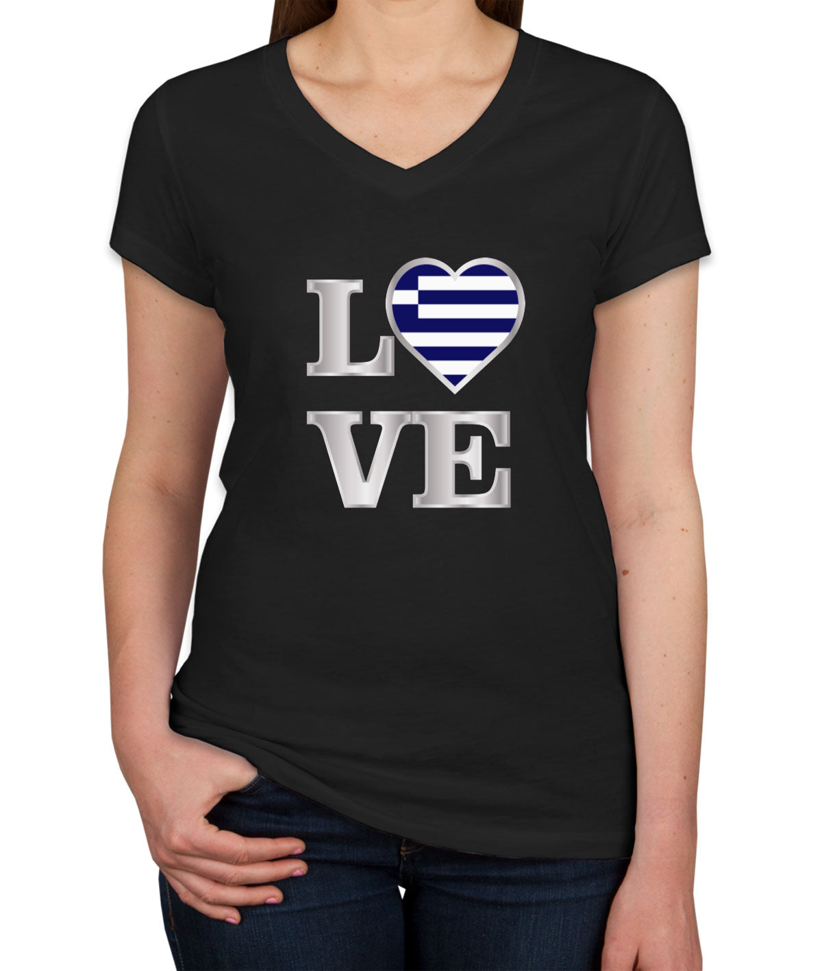 Greece Love Women's V Neck T-shirt