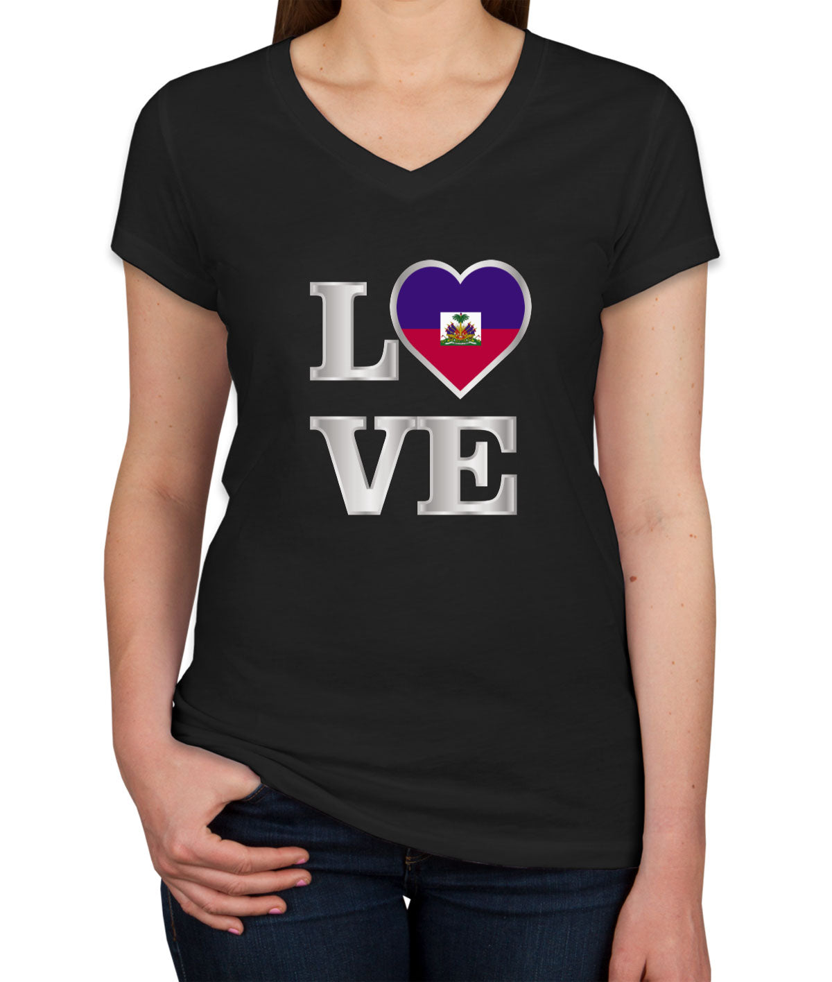Haiti Love Women's V Neck T-shirt