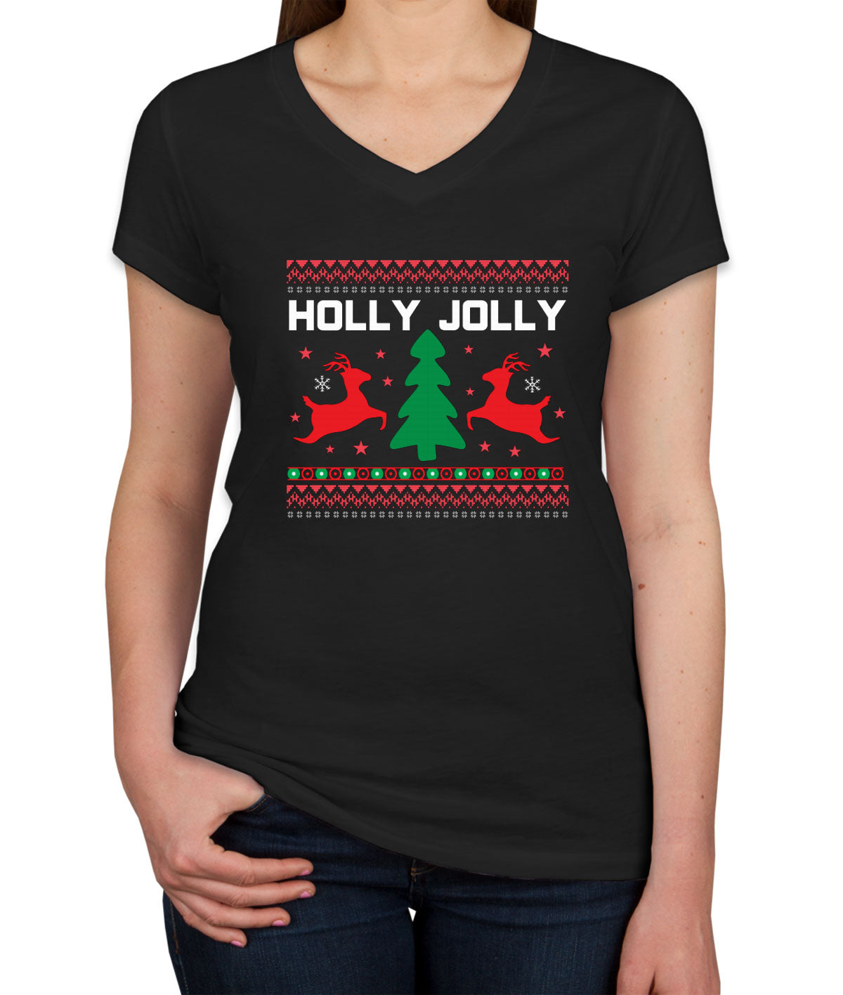 Holly Jolly Women's V Neck T-shirt