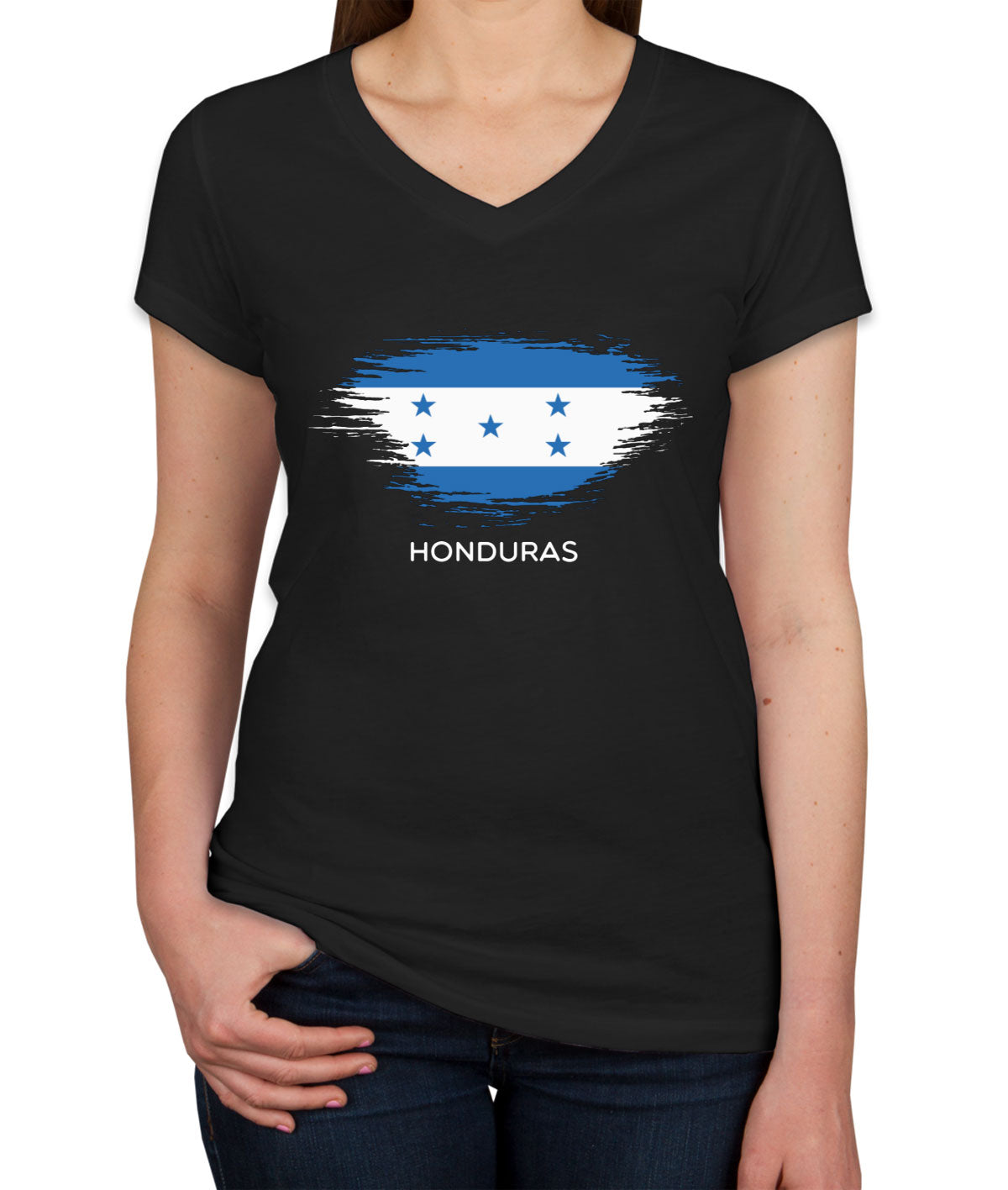 Honduras Flag Women's V Neck T-shirt