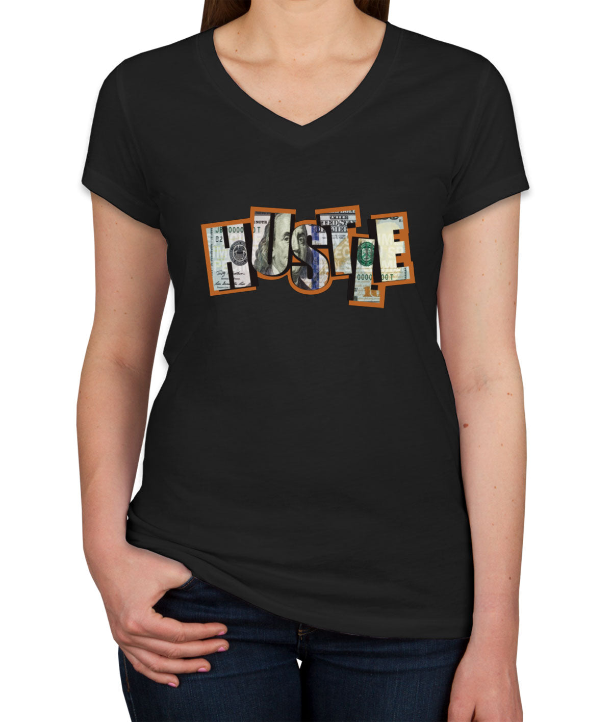 Hustle Money Women's V Neck T-shirt