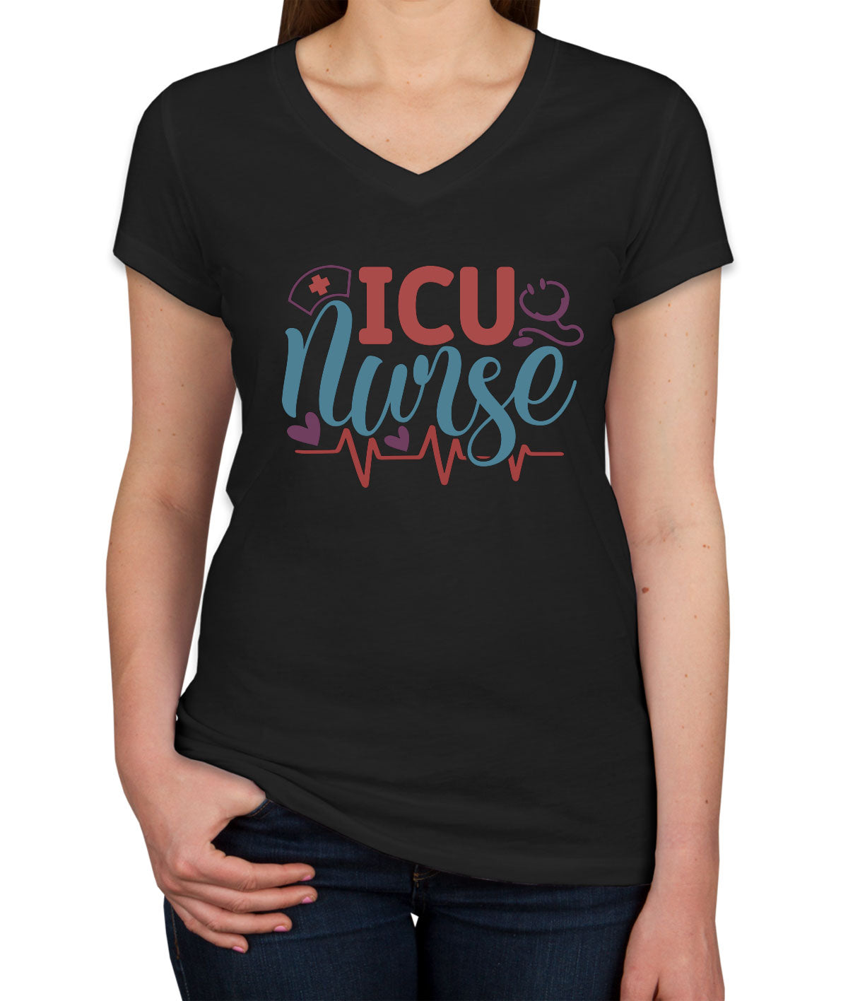 ICU Nurse Women's V Neck T-shirt