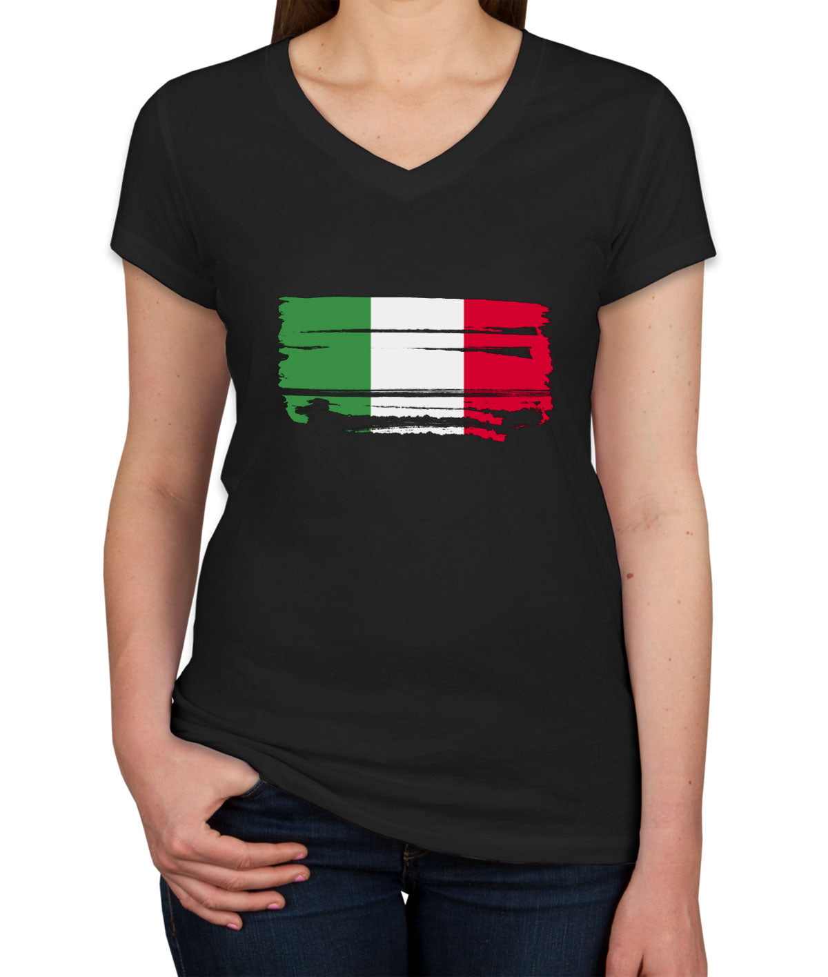 Italy Flag Women's V Neck T-shirt