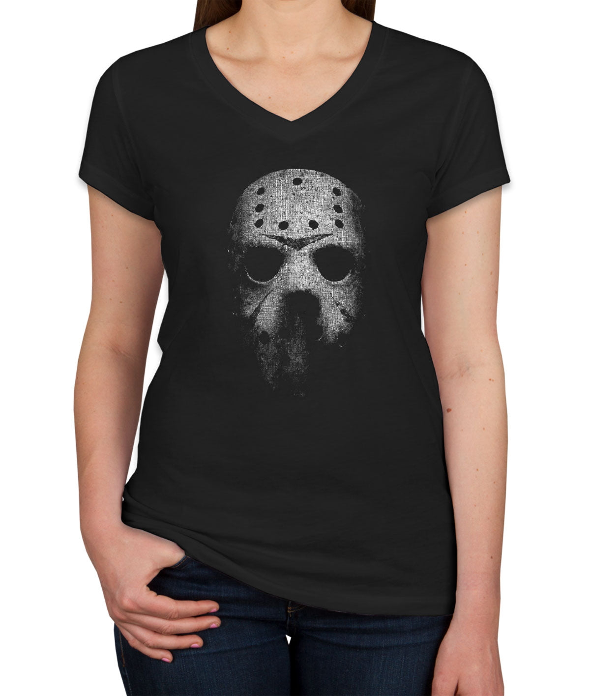 Jason Face Halloween Women's V Neck T-shirt