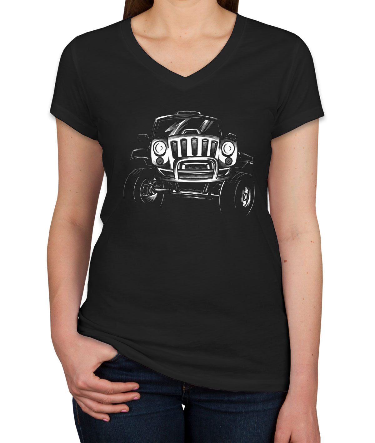 Jeep Off Road Silhouette Women's V Neck T-shirt