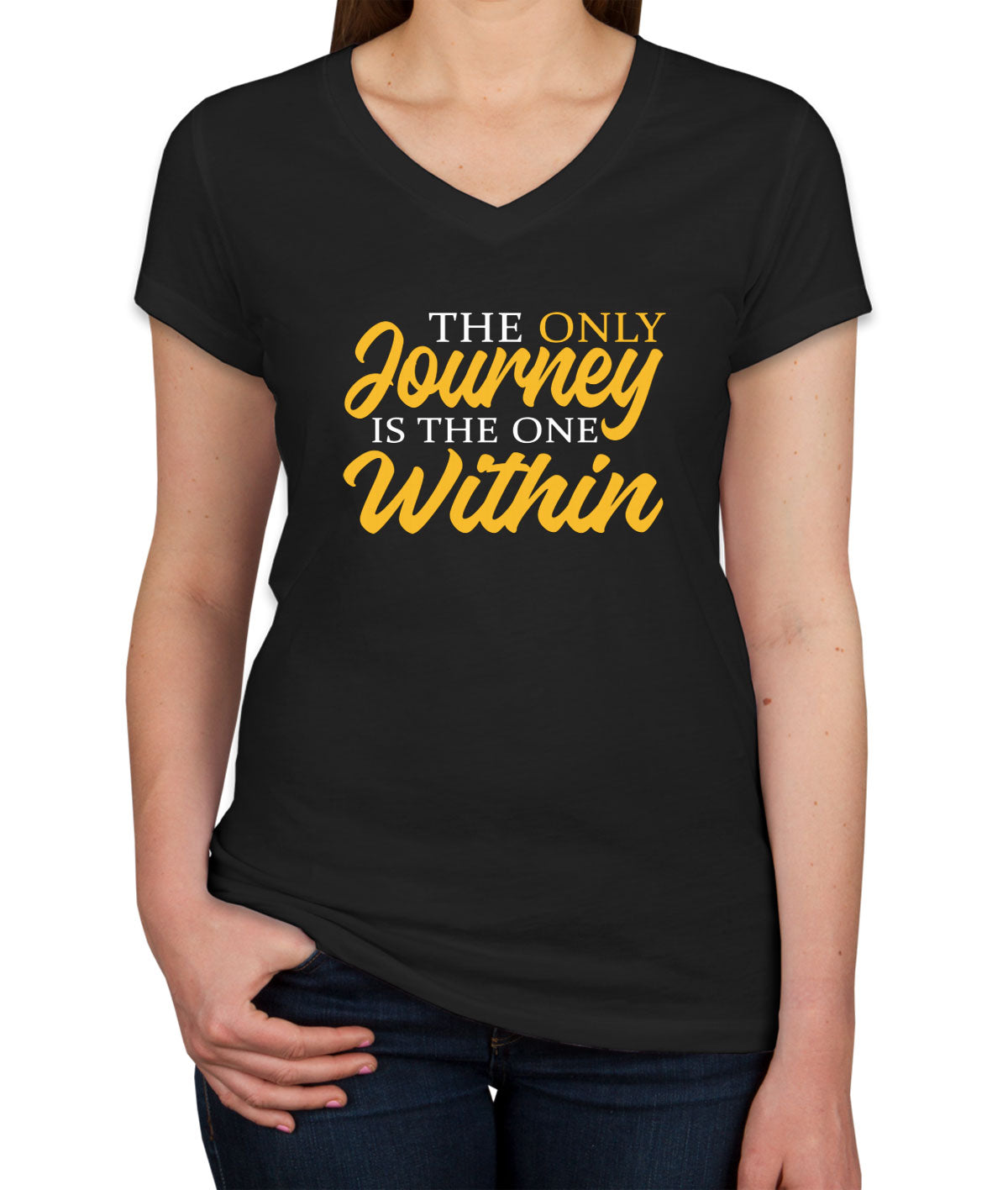 The Only Journey Is The One Within Rainer Maria Rilke Women's V Neck T-shirt