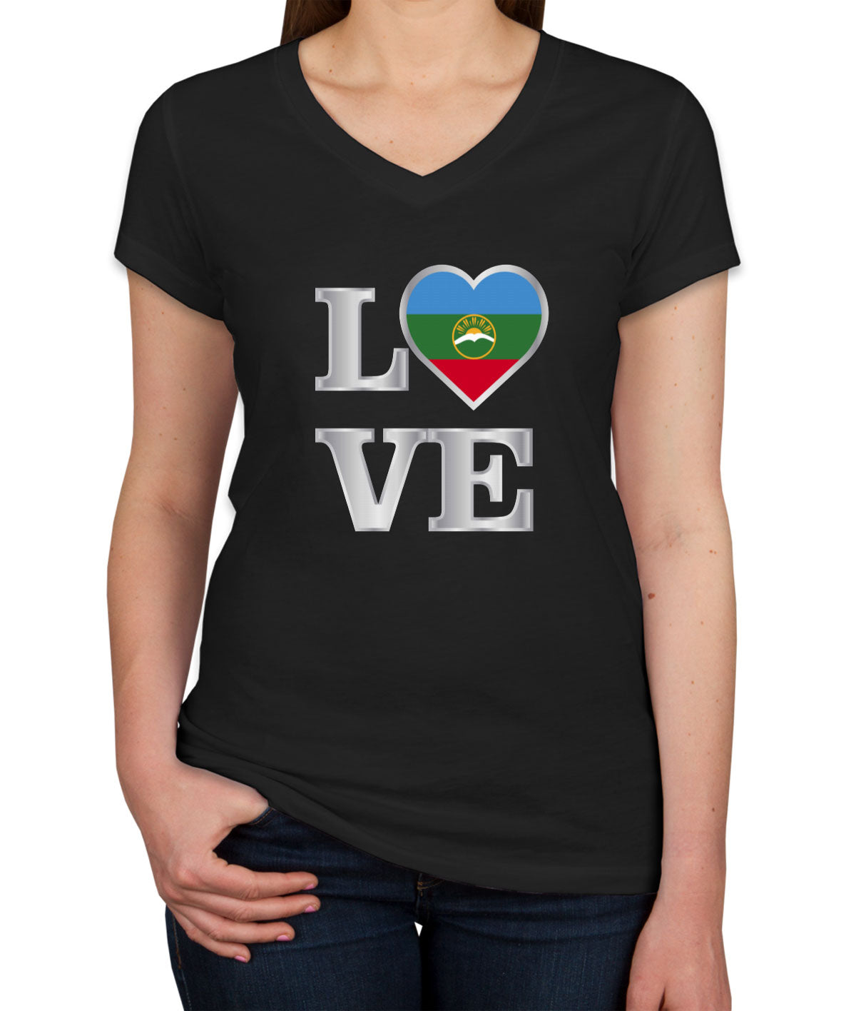 Karachay Love Women's V Neck T-shirt