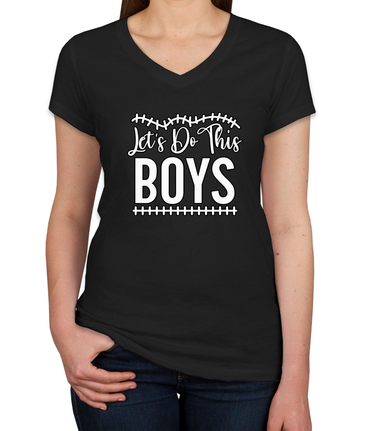 Let's Do This Boys Football Women's V Neck T-shirt