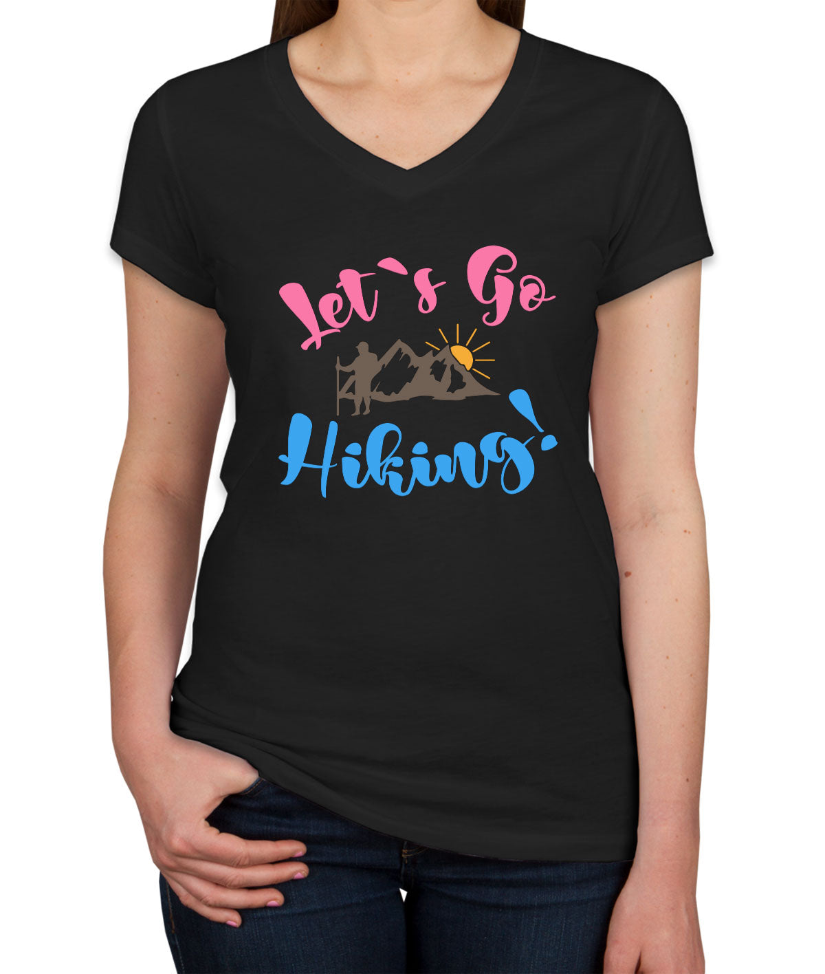 Ler's Go Hiking Women's V Neck T-shirt