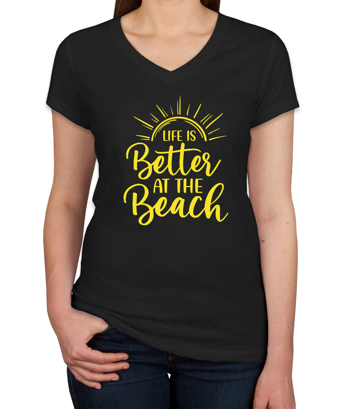 Life Is Better At The Beach Women's V Neck T-shirt