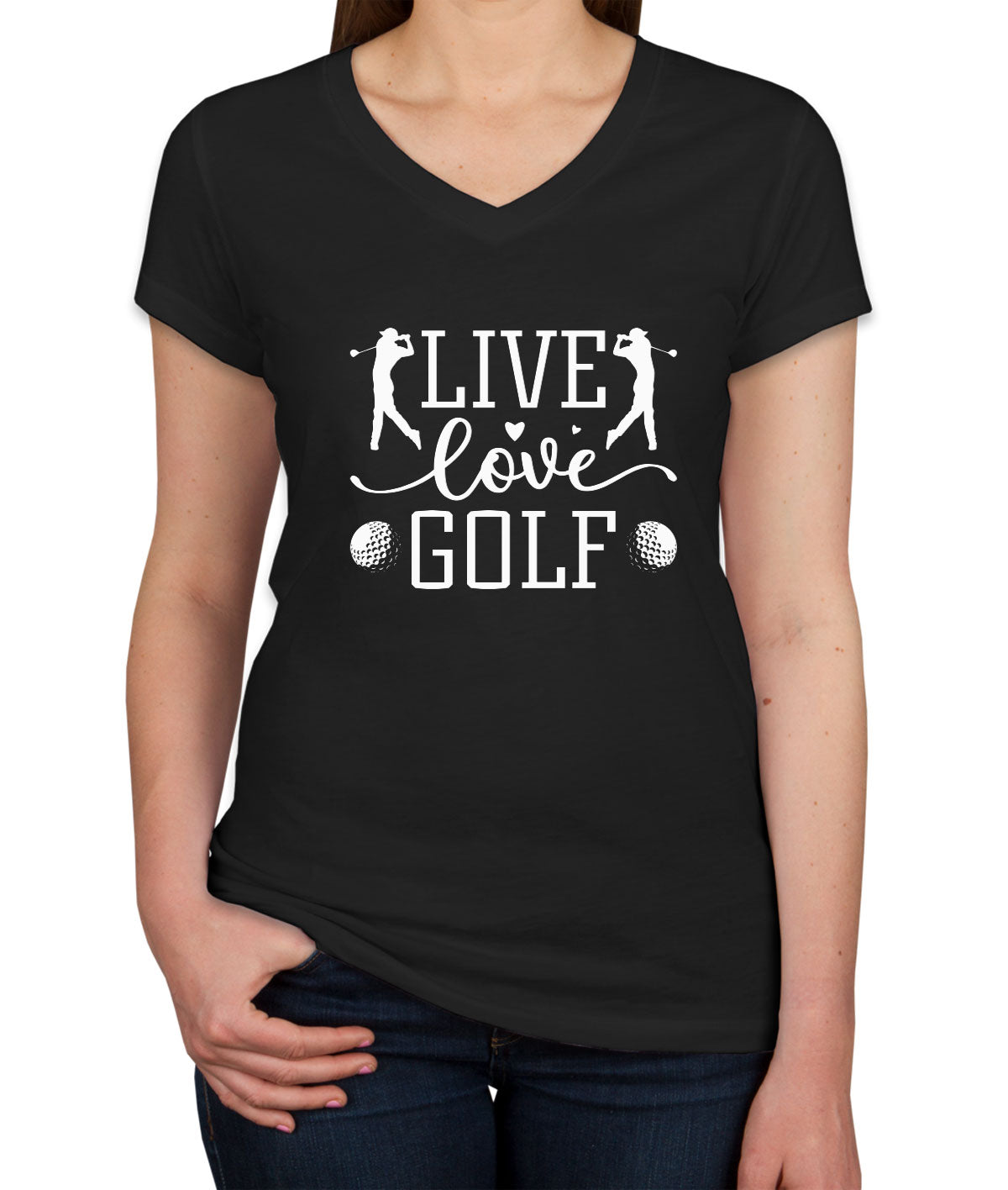 Live Love Golf Women's V Neck T-shirt