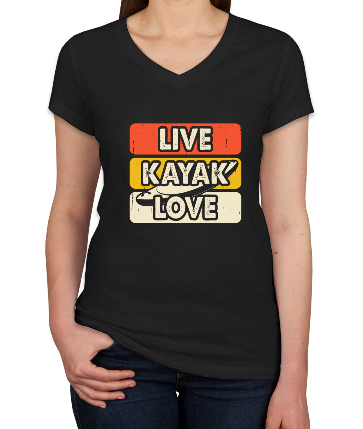 Live Kayak Love Women's V Neck T-shirt