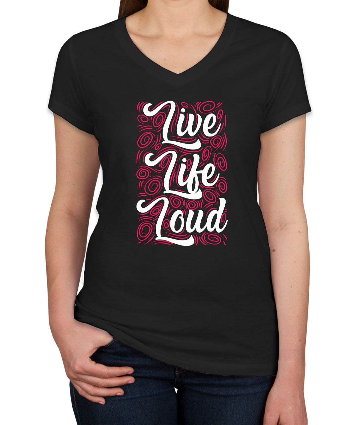 Live Life Loud Music Women's V Neck T-shirt