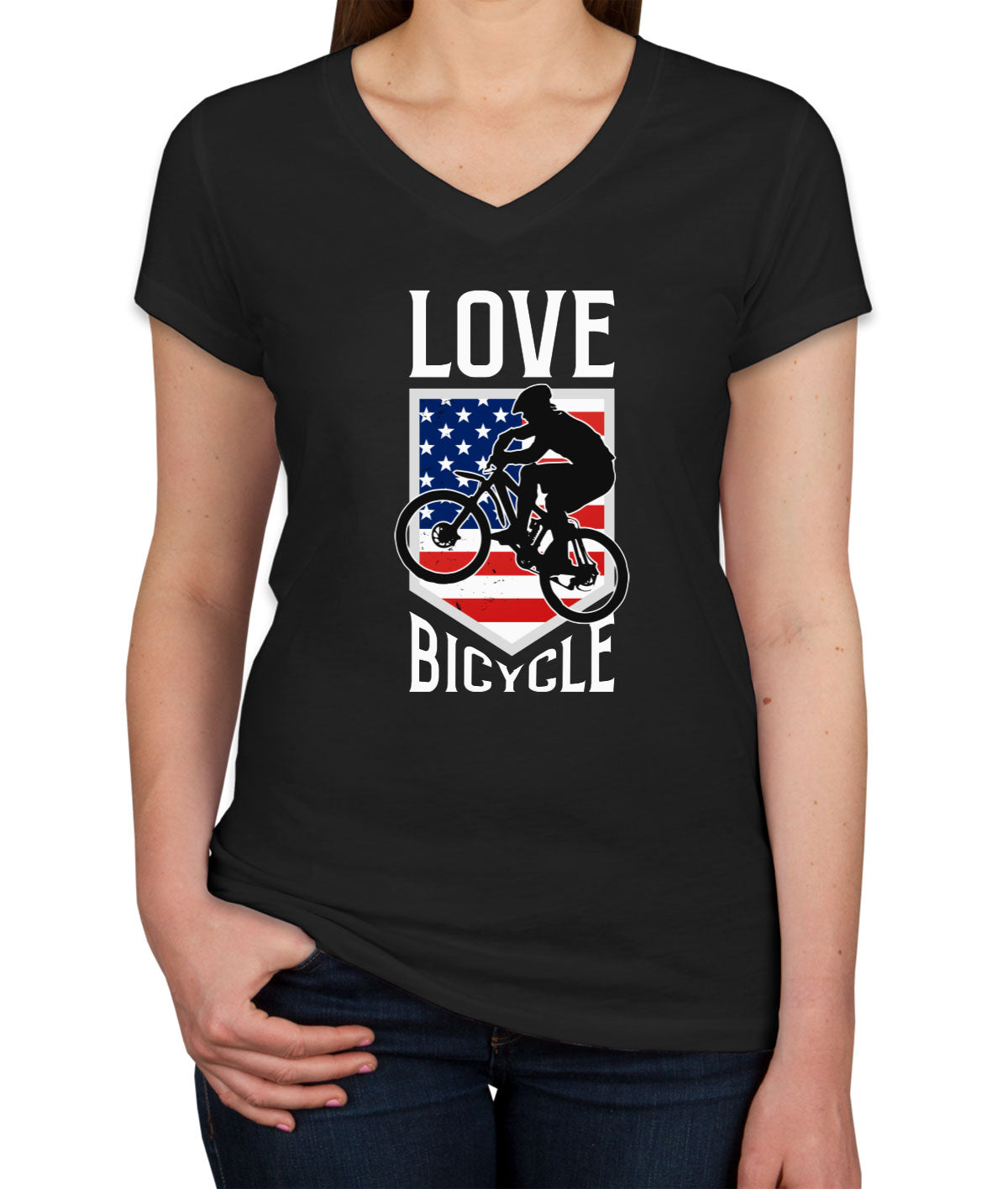 Love Bicycle Women's V Neck T-shirt