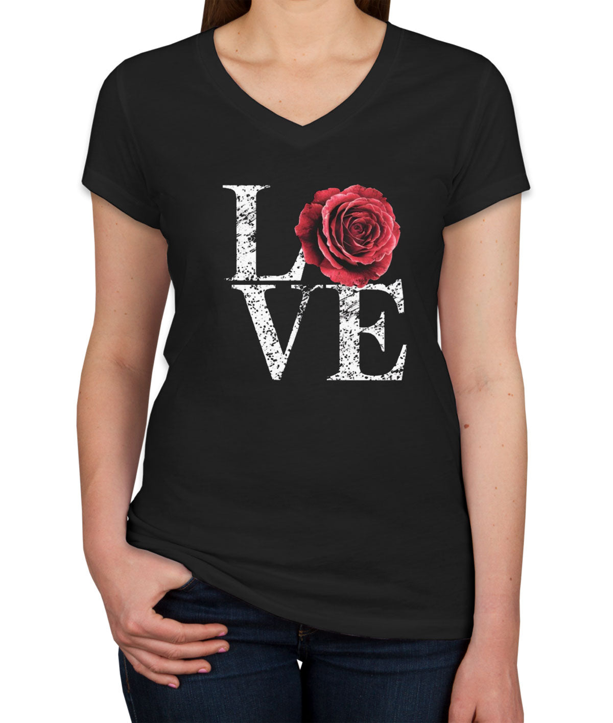 Love Rose Women's V Neck T-shirt