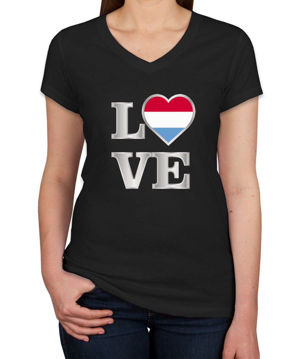 Luxembourg Love Women's V Neck T-shirt