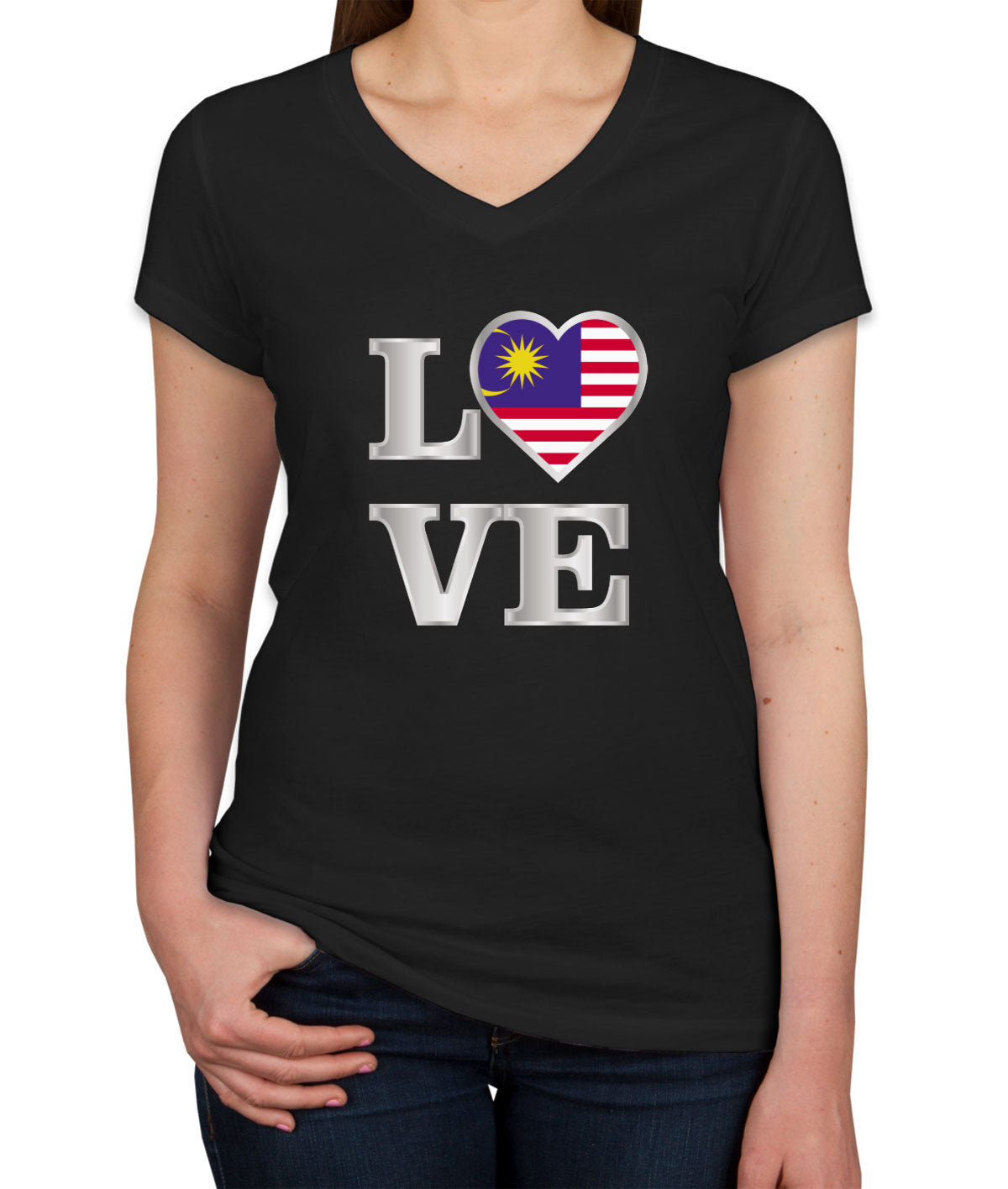 Malaysia Love Women's V Neck T-shirt