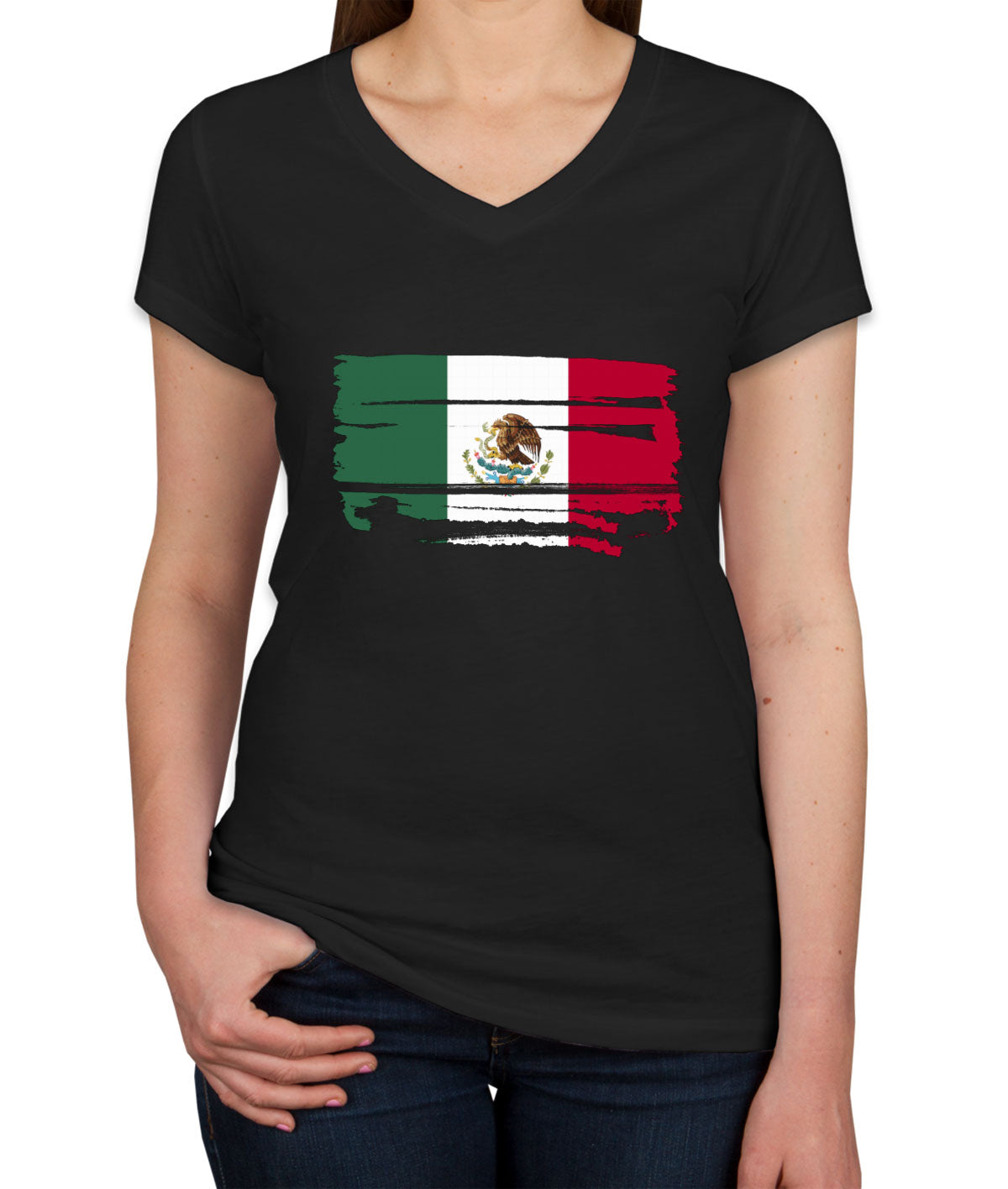 Mexico Flag Women's V Neck T-shirt