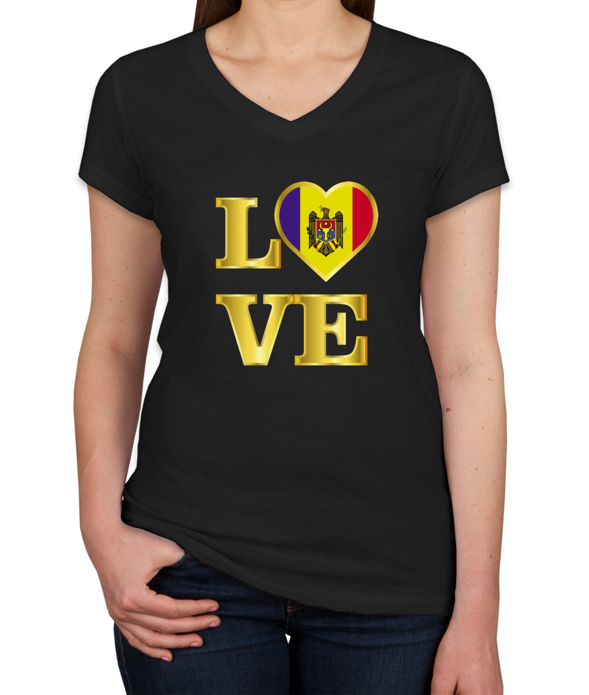 Moldova Love Women's V Neck T-shirt