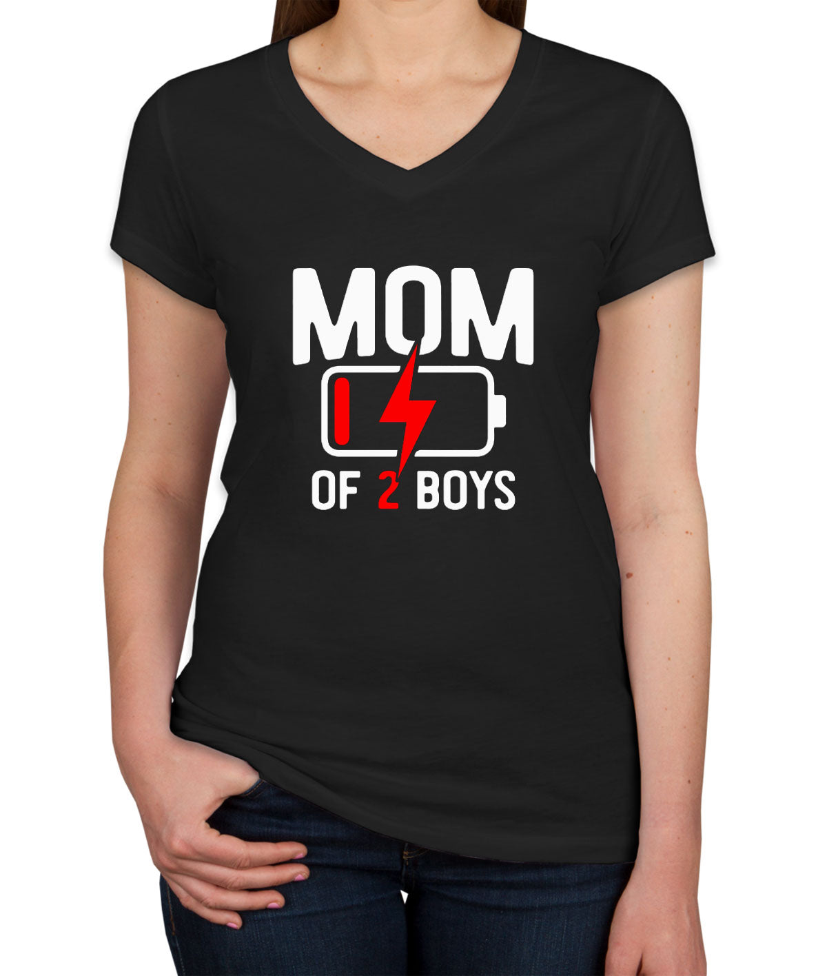 Mom Of 2 Boys Mother's Day Women's V Neck T-shirt