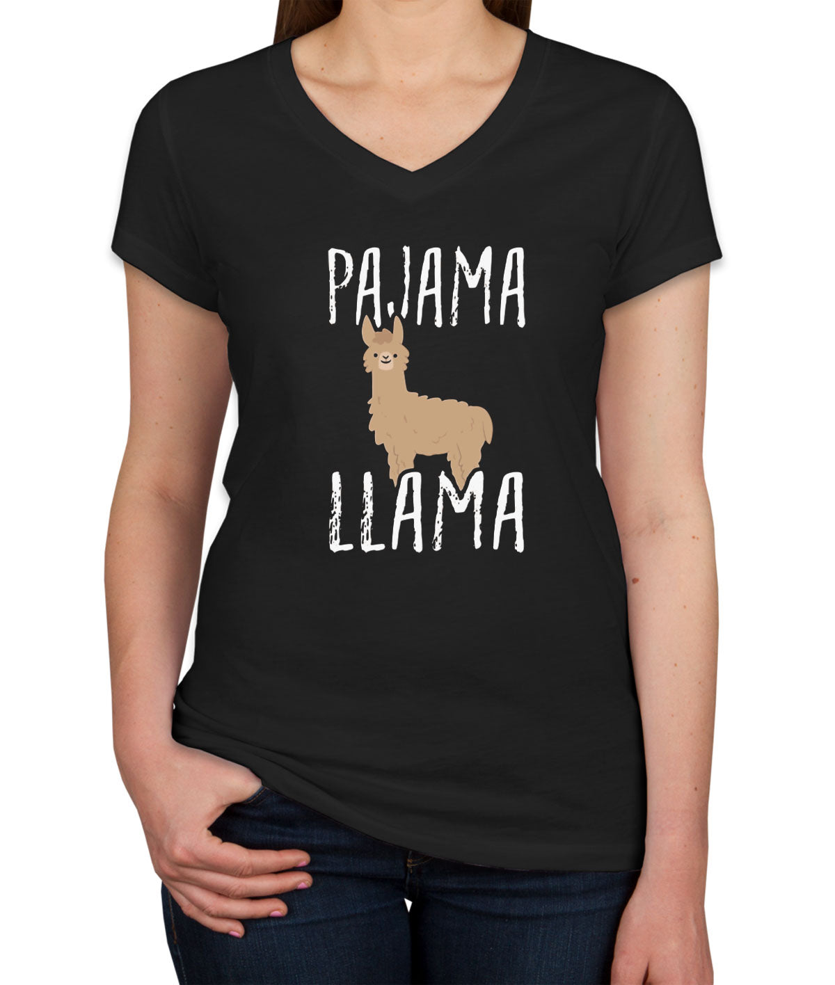 Pajama Llama Women's V Neck T-shirt