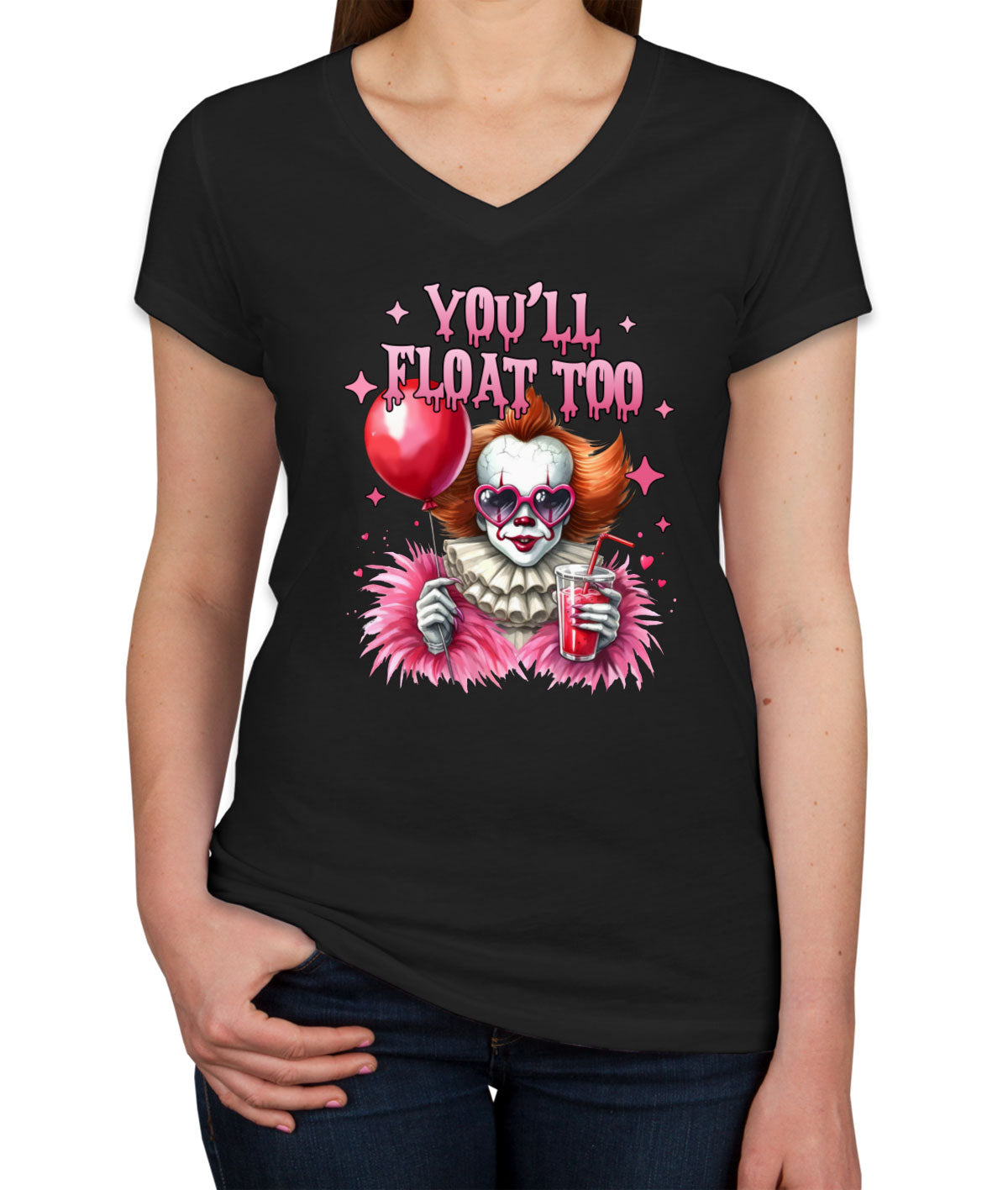 You'll Float Too Pennywise Halloween Women's V Neck T-shirt