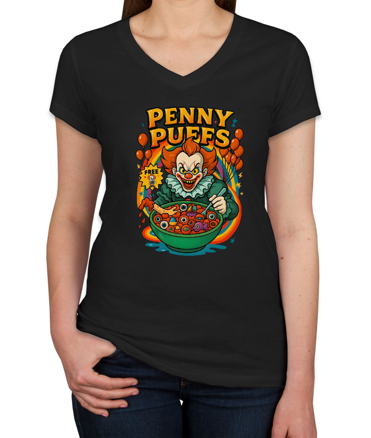 Penny Puffs Halloween Women's V Neck T-shirt